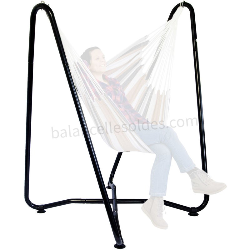 Pas cher AMANKA Support pour fauteuil suspendu 155 cm | Soutien pour accrocher balancelle et chaises suspendues | en Acier couleur Noir | Poids max supporté 150 kg | pour internes et externes - -0