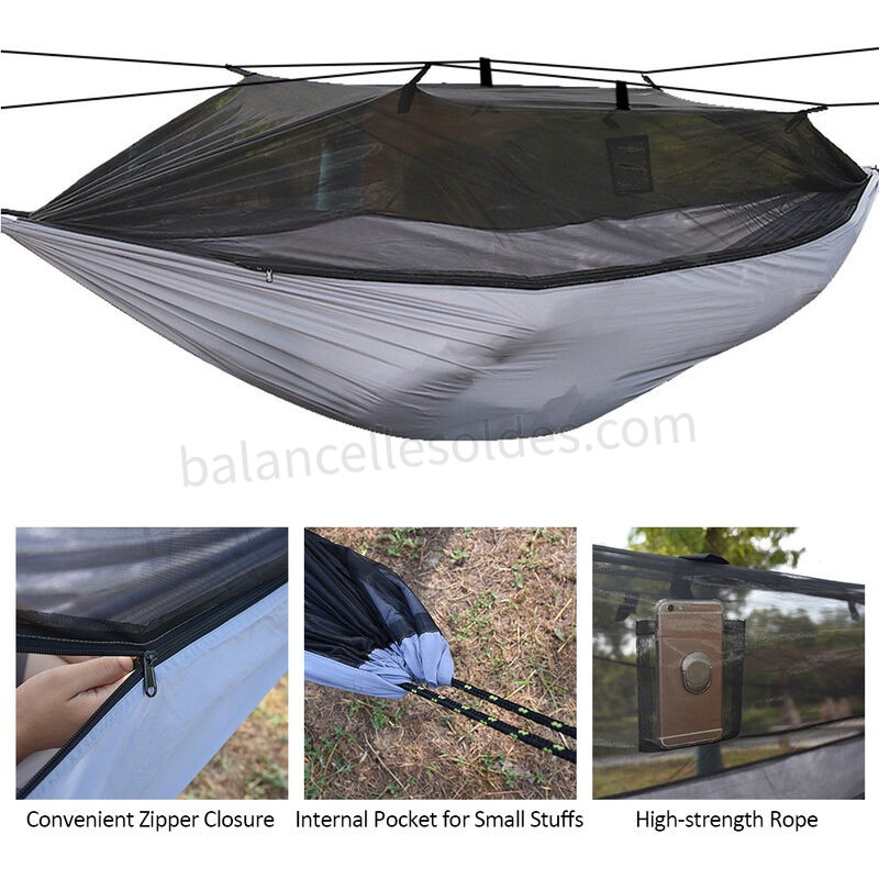 Pas cher Camping Avec Hamac Mosquito Net Mesh Leger Hamac Portable Pour Camping Voyager Backyard Backpacking - -1