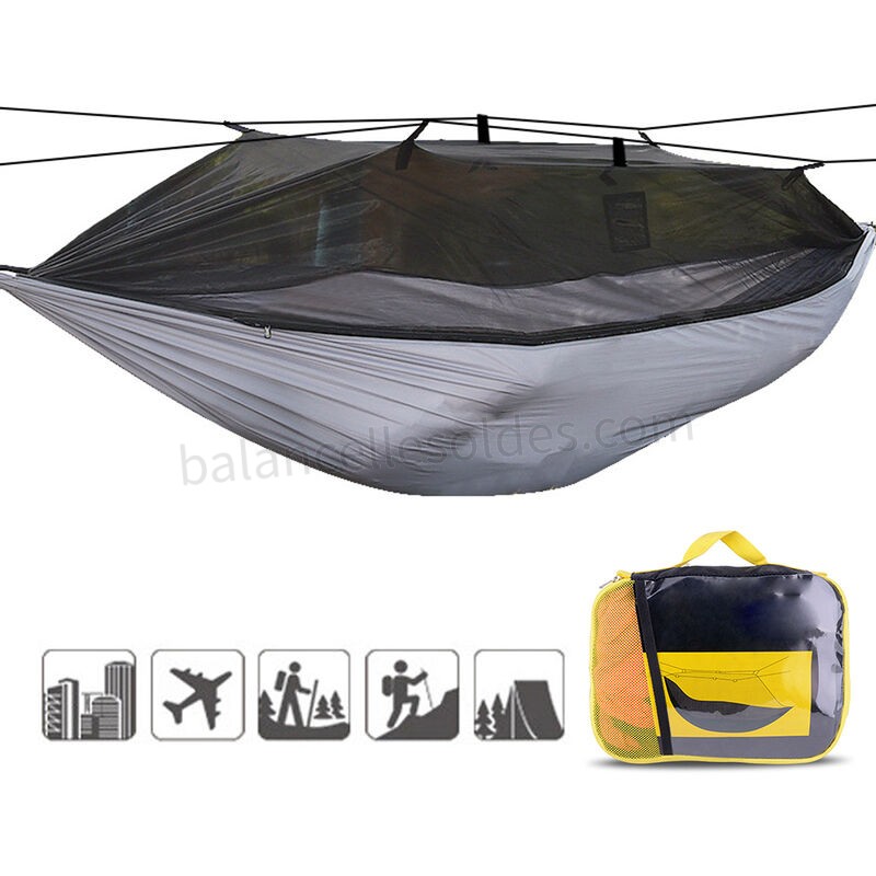 Pas cher Camping Avec Hamac Mosquito Net Mesh Leger Hamac Portable Pour Camping Voyager Backyard Backpacking - -4
