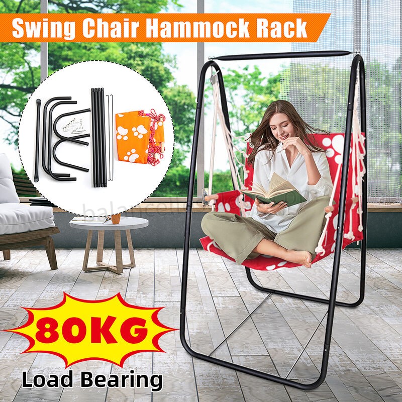 Pas cher Chaise hamac suspendue avec balançoire en fer avec corde de coton - -2