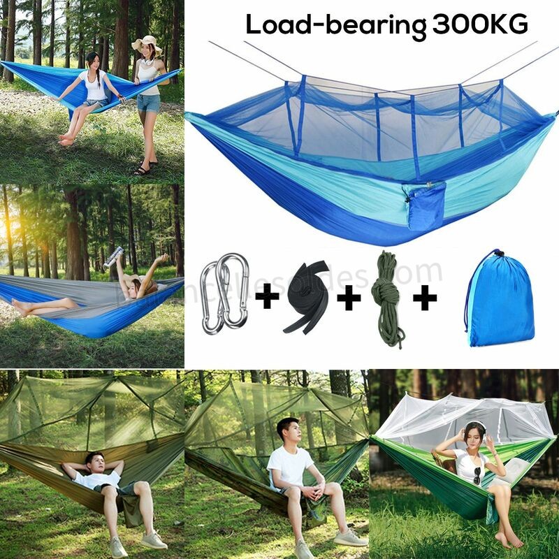 Pas cher Voyage en plein air Camping hamac suspendu lit moustiquaire capacit¨¦ 300 kg (armygreen, avec moustiquaire) - -0