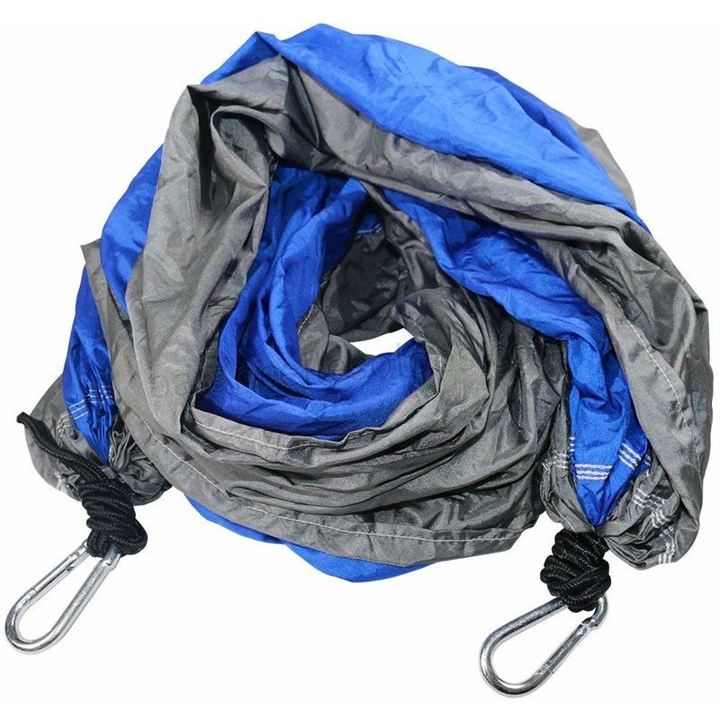 Pas cher Green Bay Hamac de Camping Bleu-Gris 270cm x 140cm Nylon Parachute à Séchage Rapide Ultra-Léger, 2 x Mousquetons de Qualité Supérieure, 2 x Cordes, 300 kg de Capacité de Charge - -3