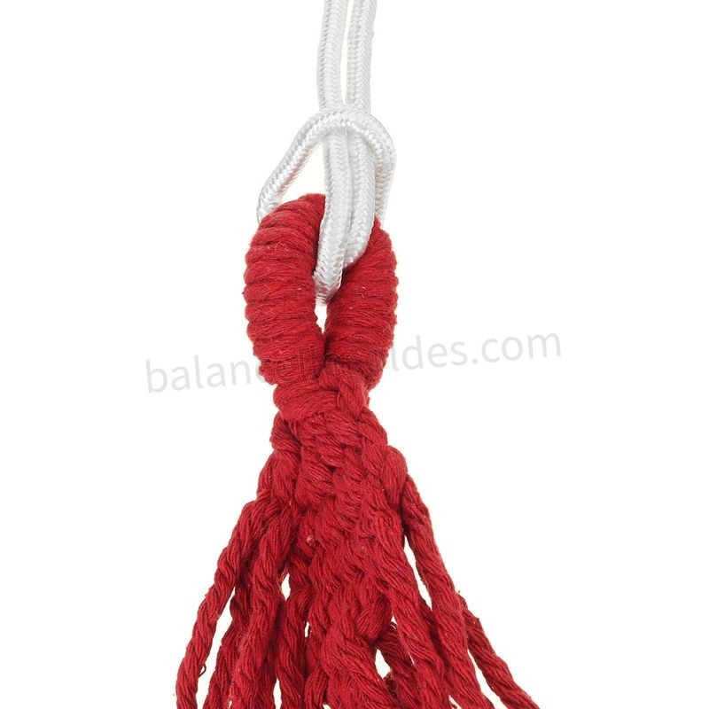 Pas cher Suspendu hamac 260x150cm avec coton corde extérieure camping lit toile rouge - -2