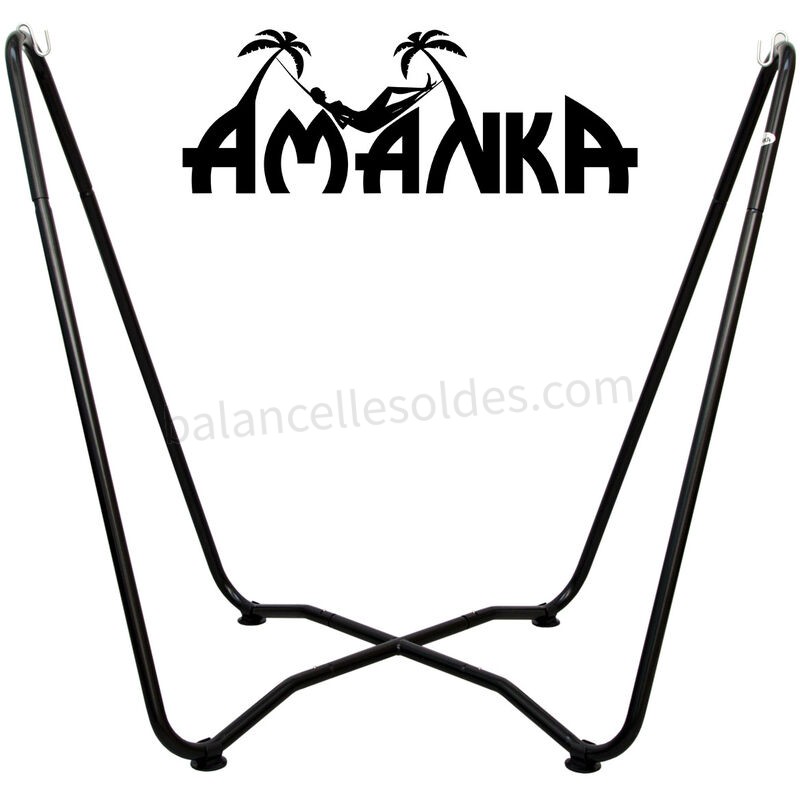 Pas cher AMANKA Support pour fauteuil suspendu 155 cm | Soutien pour accrocher balancelle et chaises suspendues | en Acier couleur Noir | Poids max supporté 150 kg | pour internes et externes - -2