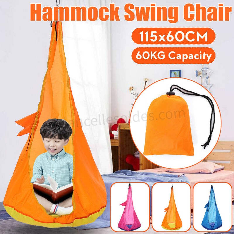 Pas cher 60 kg Portable enfants enfant hamac chaise suspendus siège balançoire maison extérieur intérieur jardin voyage bleu bleu - -0