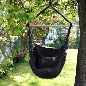 Pas cher Hamac chaise anthracite balançoire suspendue siège jardin camping 2 oreillers