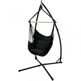 Pas cher Hamac fauteuil suspendu design jardin coton support anthracite 120 cm extérieure