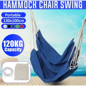 Pas cher Chaise hamac suspendue portable balançoire épaissir porche siège jardin Camping en plein air Patio voyage (bleu, 01 bleu sans oreiller)