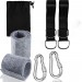 Pas cher Kit de harnais de suspension pour hamac avec 2 mousquetons robustes et anneaux en D, peut supporter jusqu'à 550 kg avec sac de rangement, coussin de protection d'arbre - 1